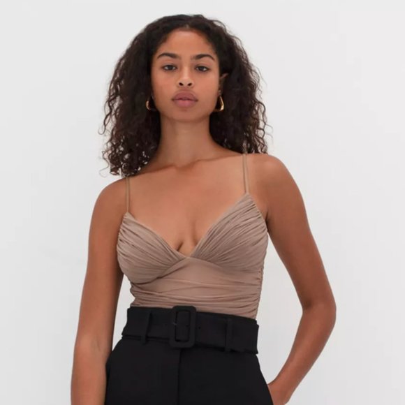 Babaton Tops - Babaton Nude Mesh Bodysuit